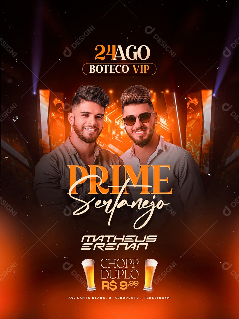 Flyer Prime Sertanejo Boteco Vip Social Media PSD Editável