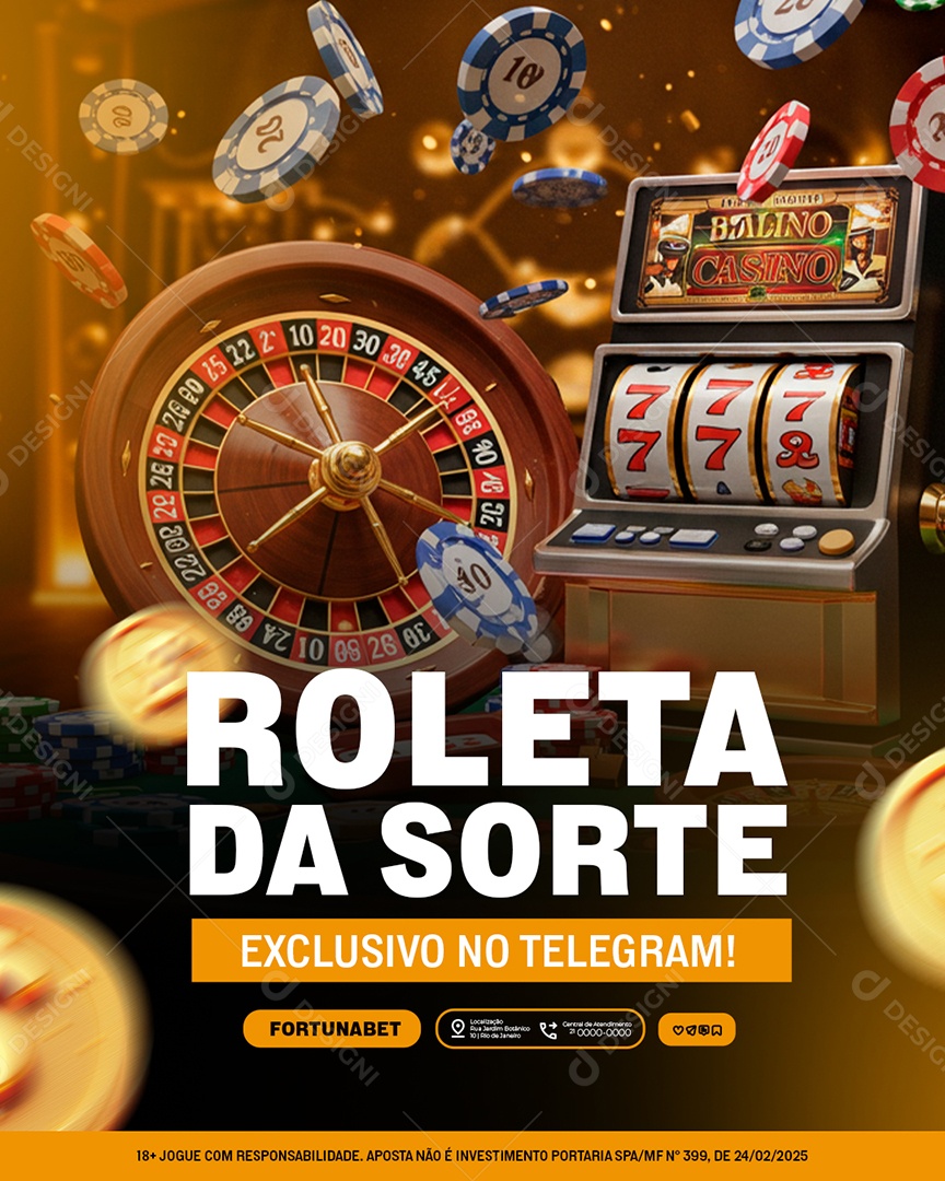 Cassino Apostas Roleta da Sorte Social Media PSD Editável