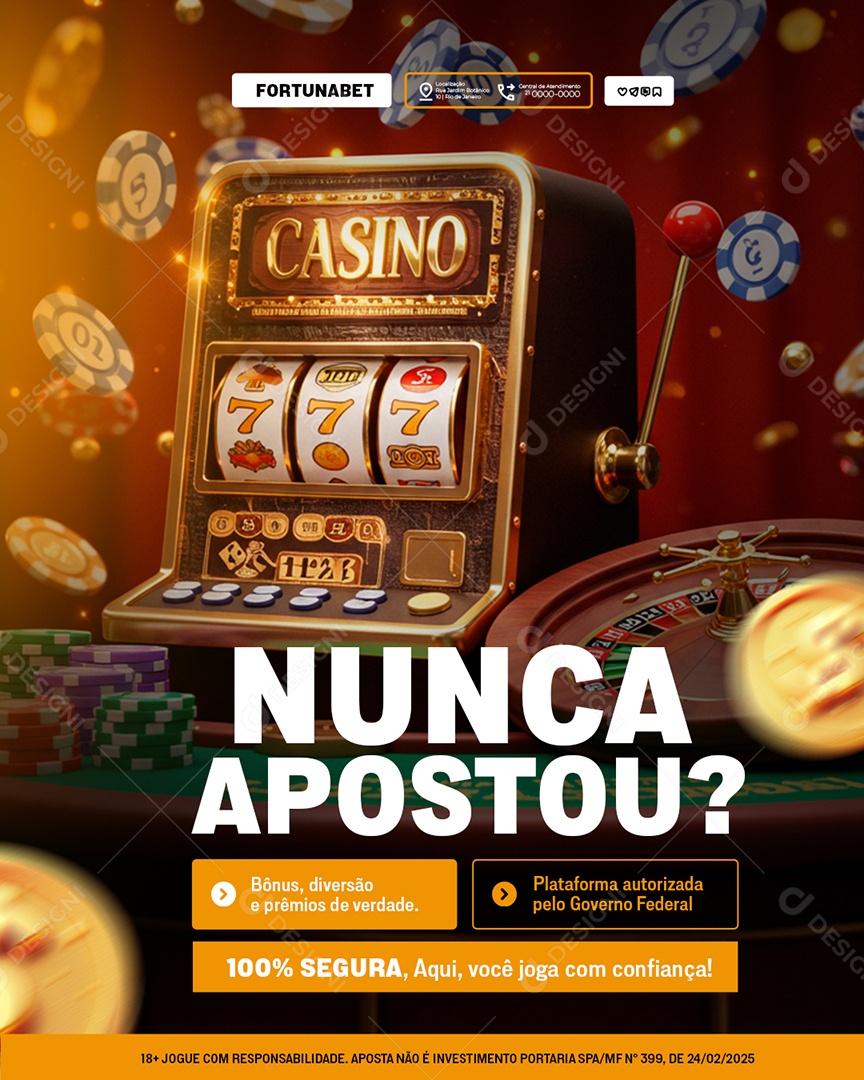 Cassino Apostas Nunca Apostou Social Media PSD Editável