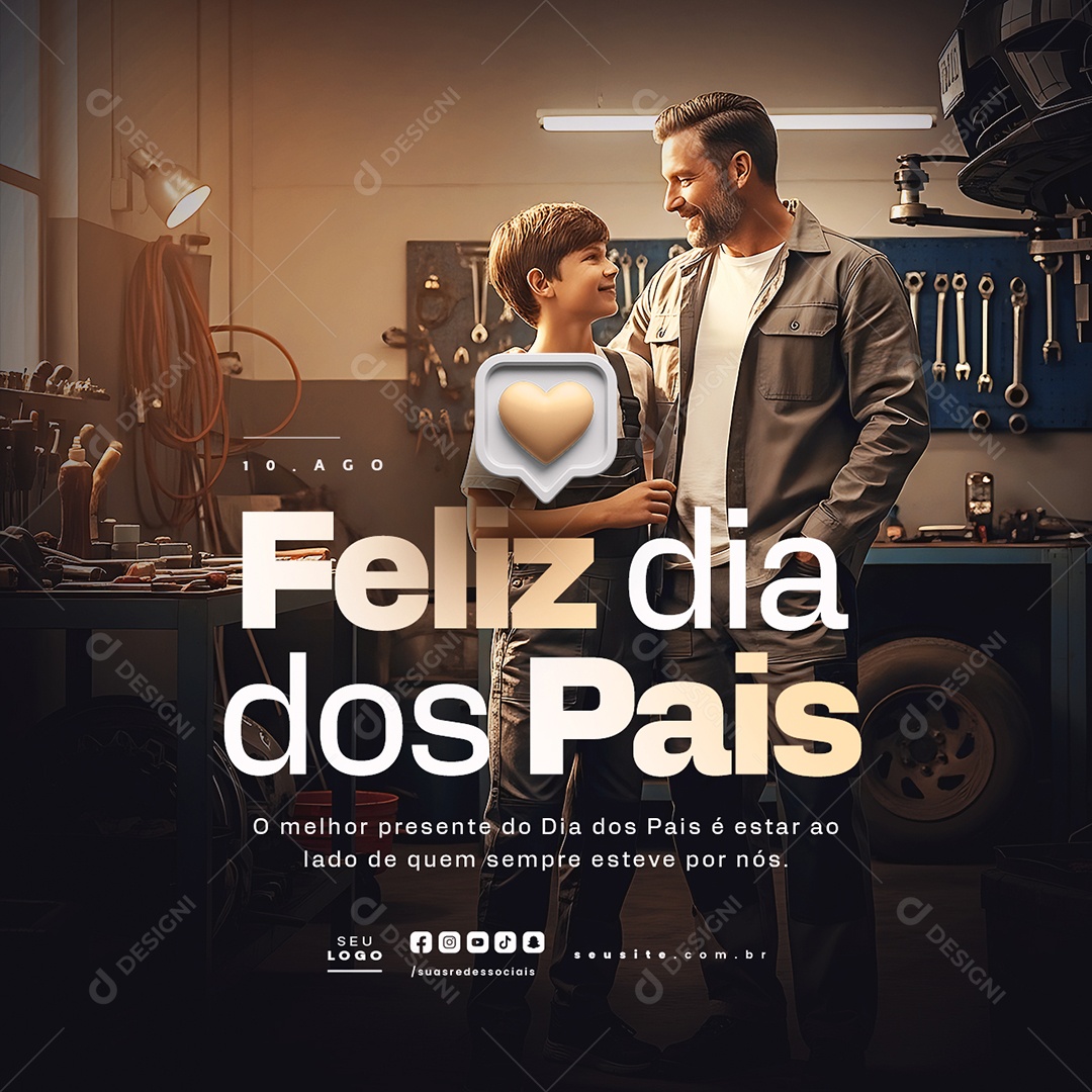 Feliz Dia dos Pais 10 de Agosto O Melhor Presente Social Media PSD Editável
