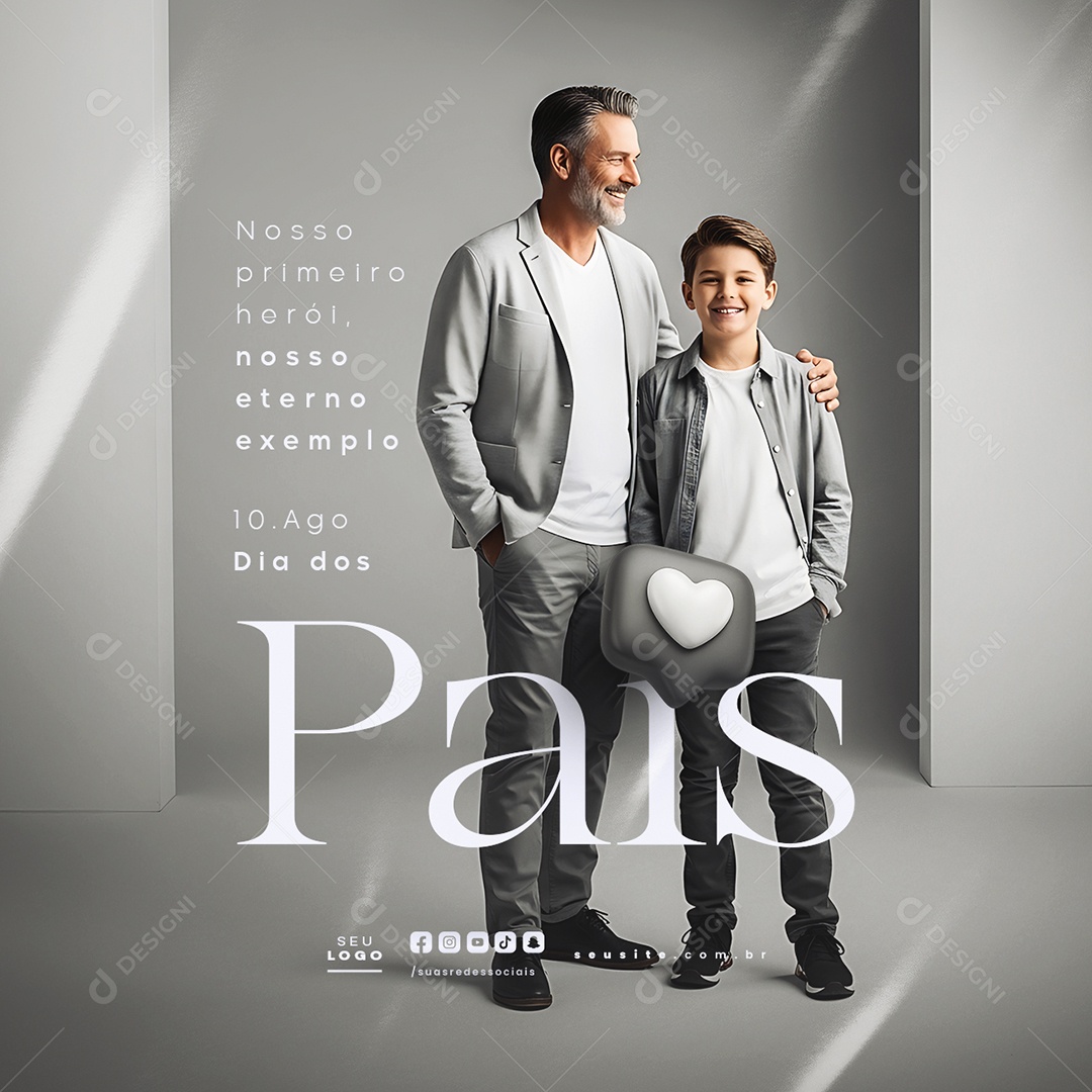Dia dos Pais 10 de Agosto Nosso Primeiro Herói Social Media PSD Editável