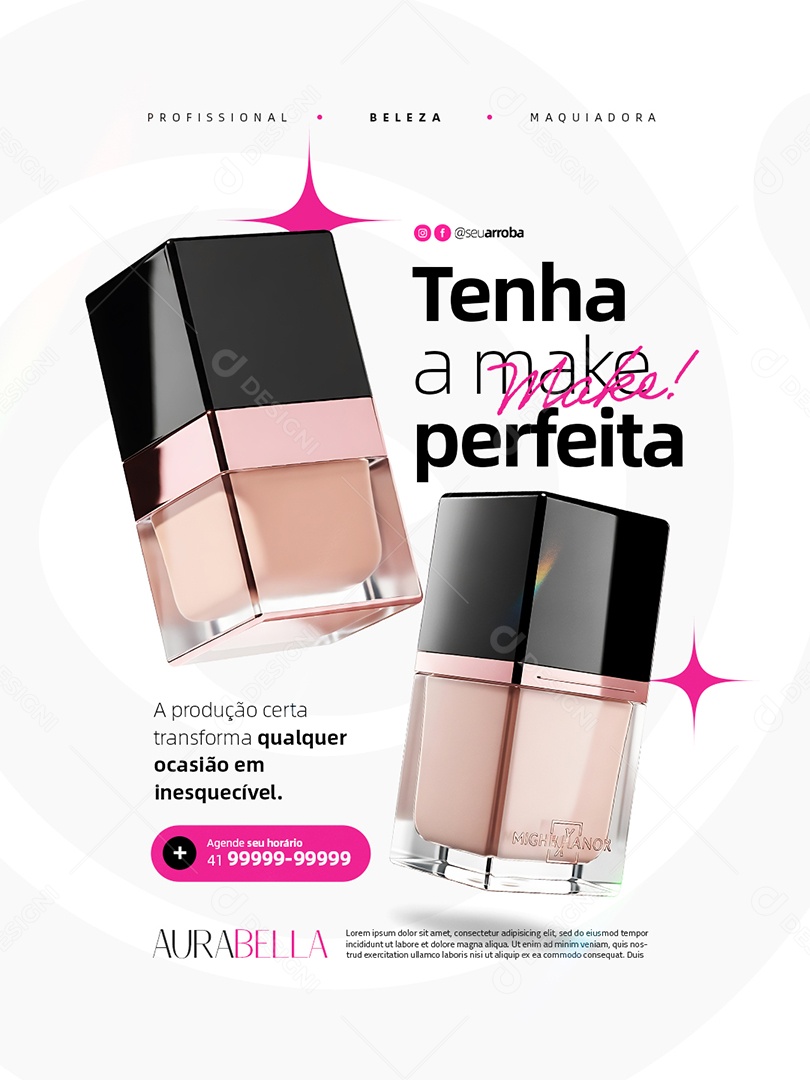 Maquiadora Tenha a Make Perfeita Social Media PSD Editável