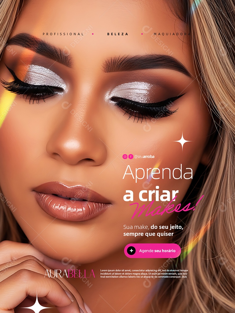 Maquiadora Aprenda a Criar Makes Social Media PSD Editável