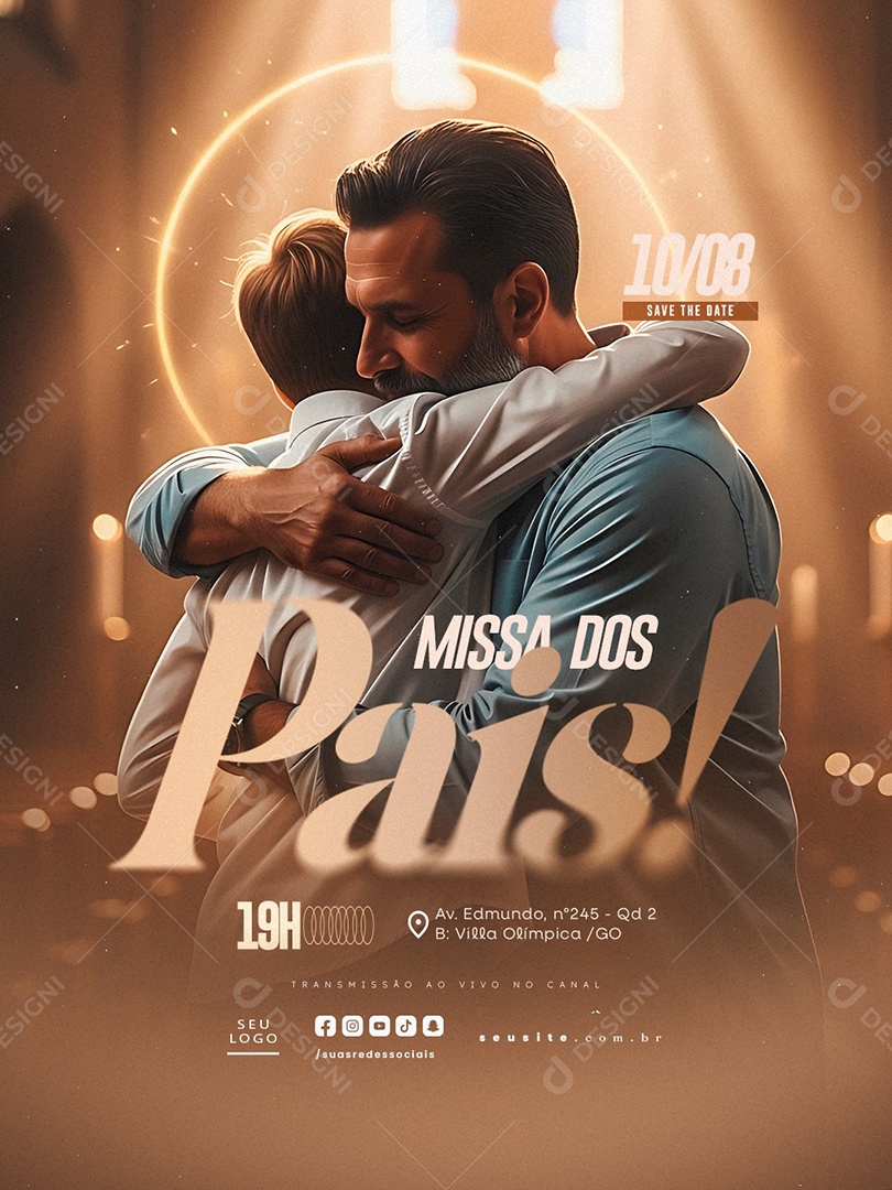 Social Media Missa dos Pais Save The Date PSD Editável