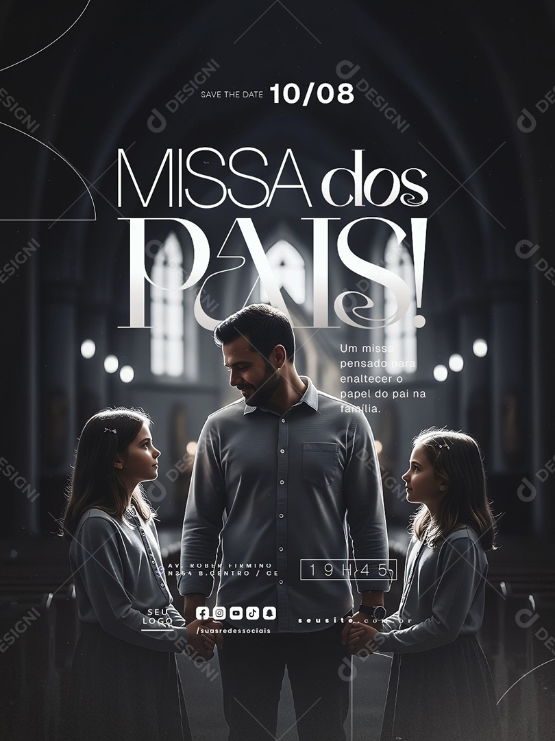 Missa dos Pais Save The Date Social Media PSD Editável