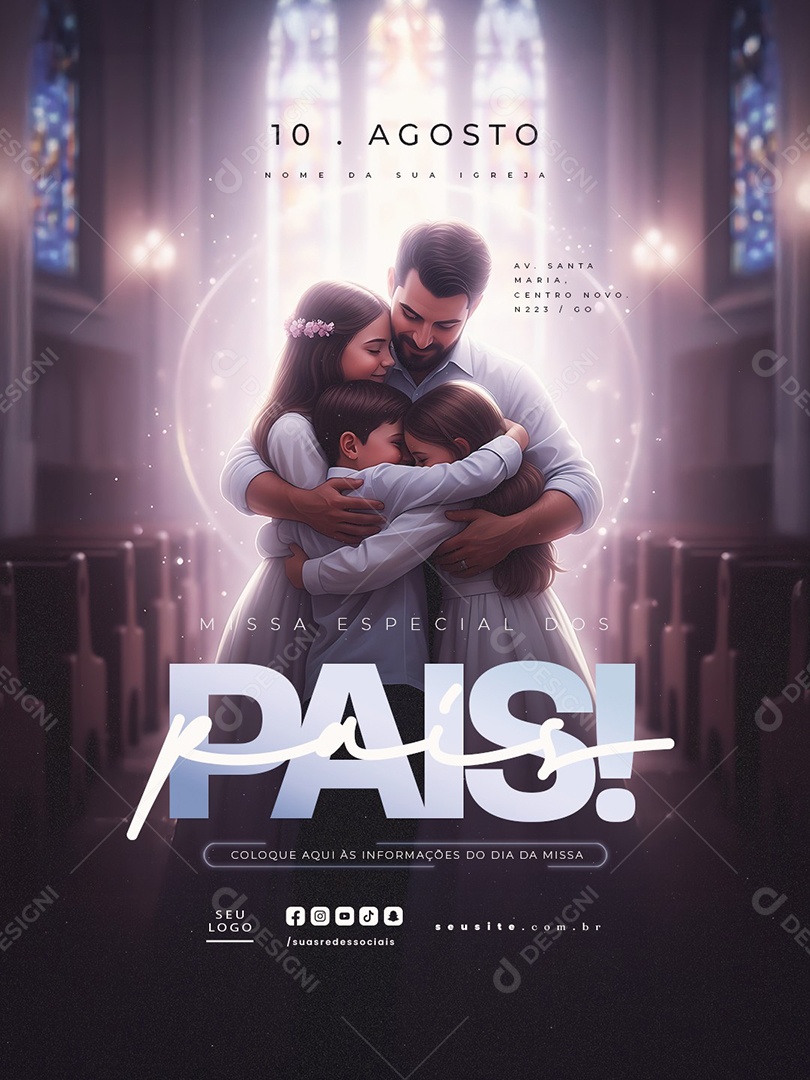 Missa Especial dos Pais 10 de Agosto Social Media PSD Editável