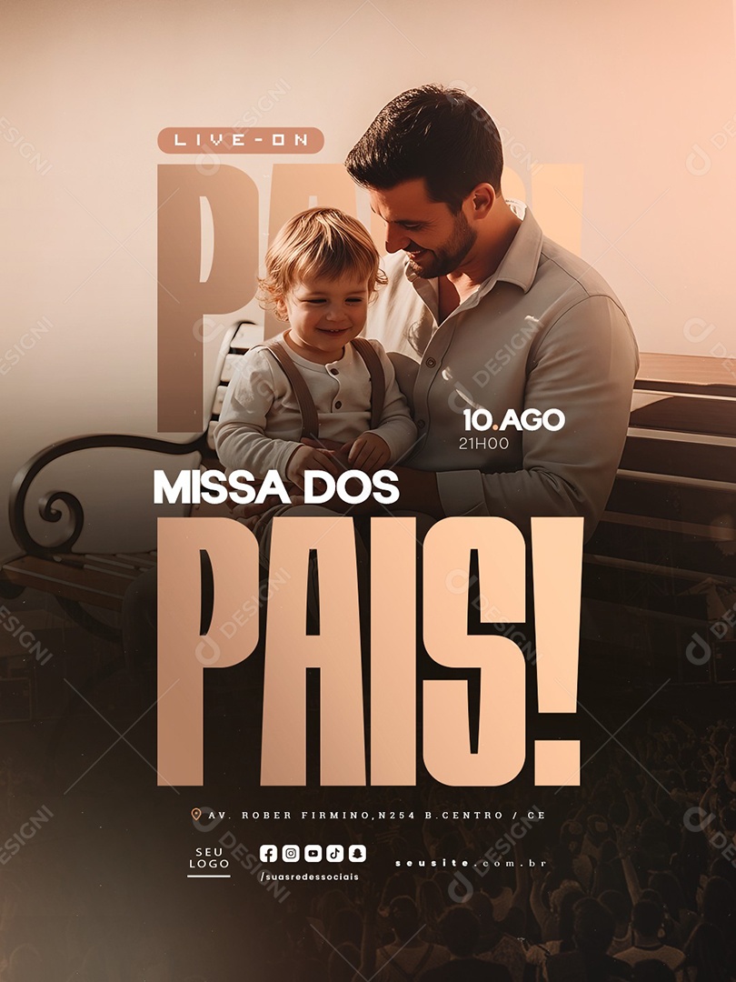 Missa dos Pais Live On Social Media PSD Editável