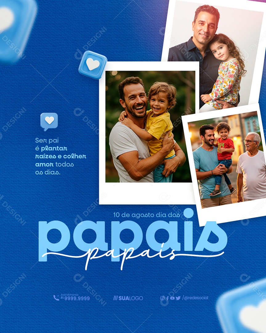 Feliz Dia Dos Pais 11 de Agosto Social Media PSD Editável