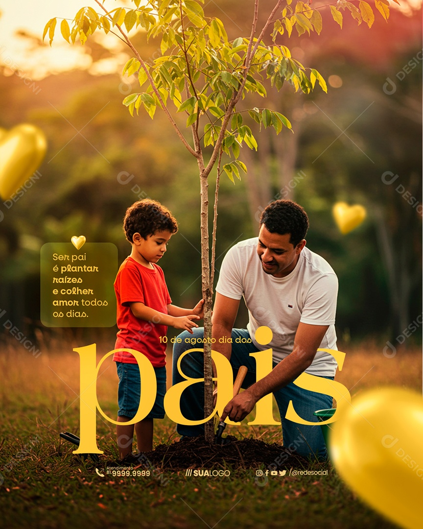 Feliz Dia Dos Pais 11 de Agosto Social Media PSD Editável