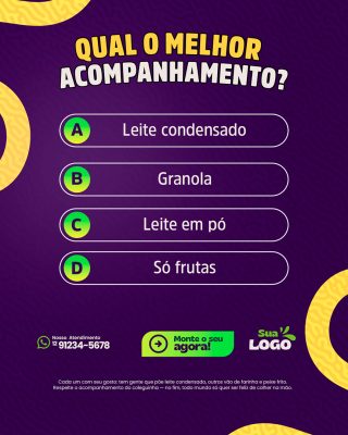 Açaiteria Qual o Melhor Acompanhamento Social Media PSD Editável