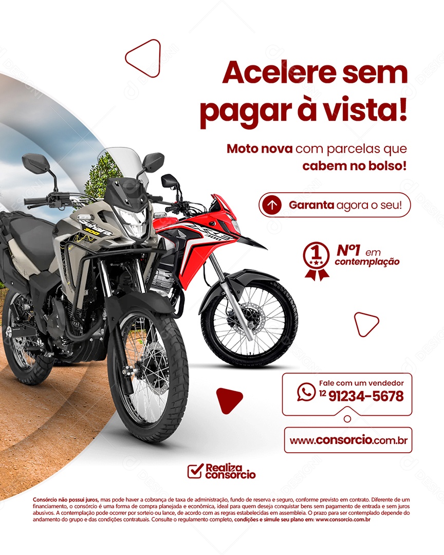 Concessionária de Motos Acelere Sem Pagar à Vista Social Media PSD Editável