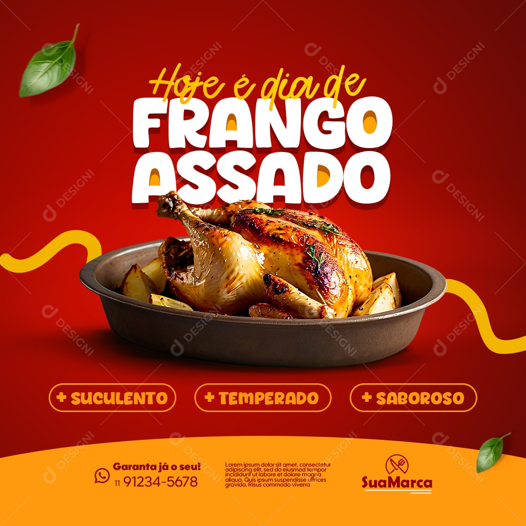 Restaurante Hoje é Dia de Frango Assado Suculento Social Media PSD Editável