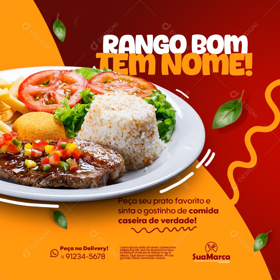 Restaurante Rango Bom Tem Nome Social Media PSD Editável