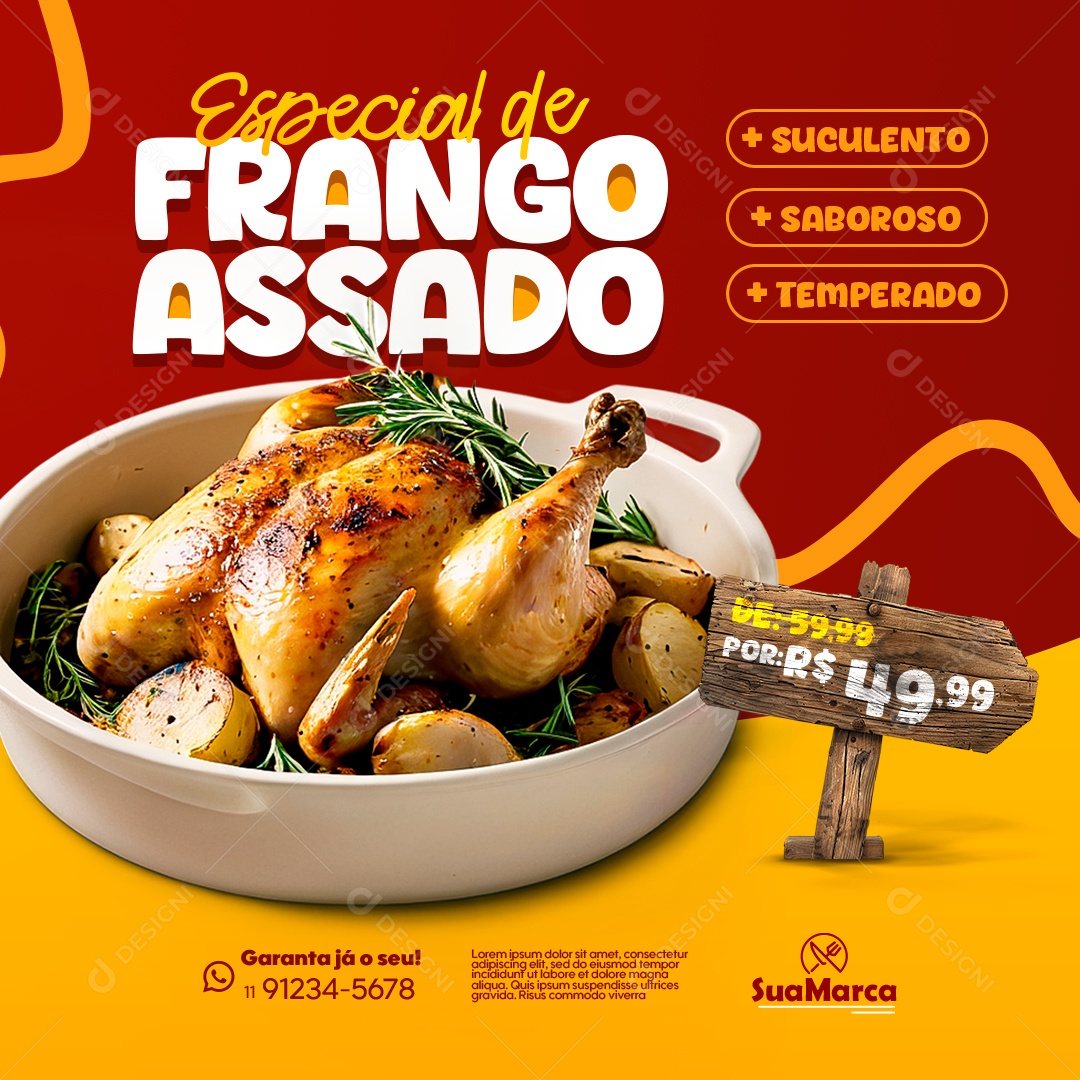 Restaurante Especial de Frango Assado Social Media PSD Editável