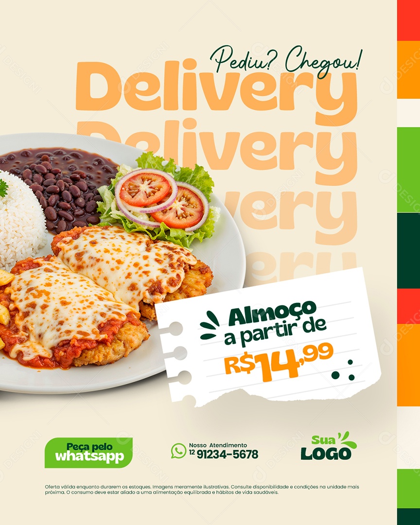 Restaurante Almoço Pediu Chegou Delivery Social Media PSD Editável