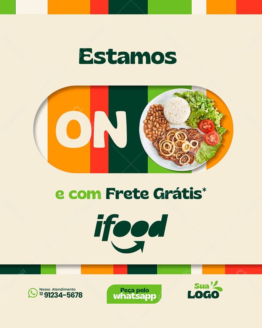 Restaurante Estamos On e com Frete Grátis Social Media PSD Editável