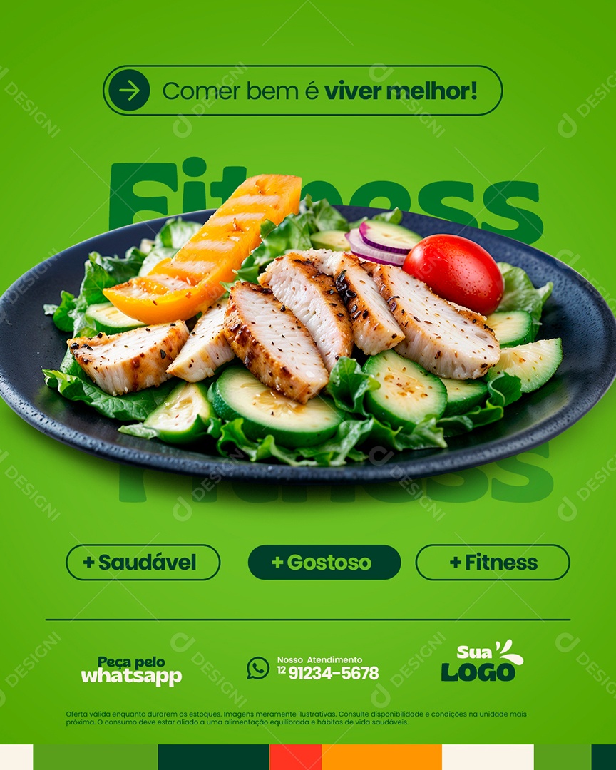 Restaurante Saudável Gostoso Fitness Social Media PSD Editável