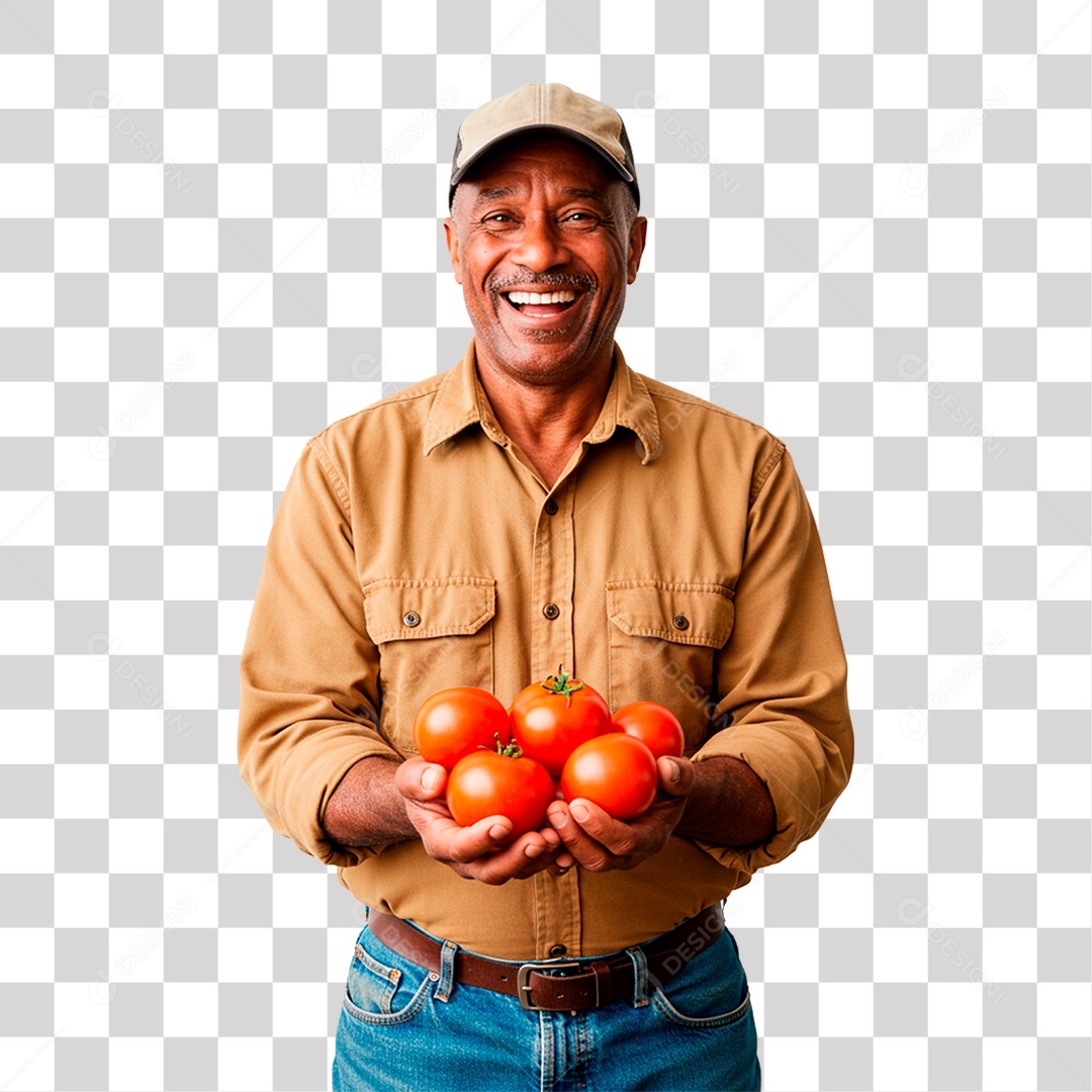Homem Segurando Tomates PNG Transparente