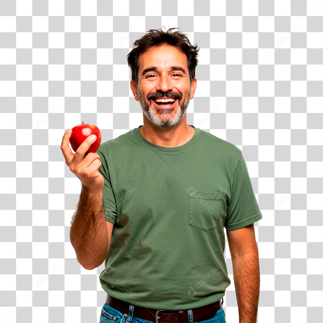 Homem Segurando Maçãs PNG Transparente