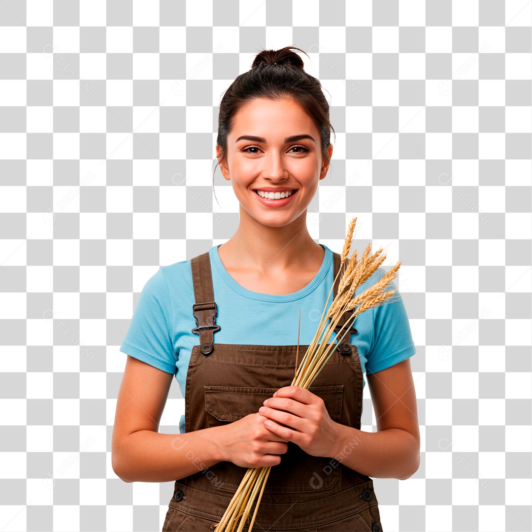 Mulher Segurando Trigos PNG Transparente