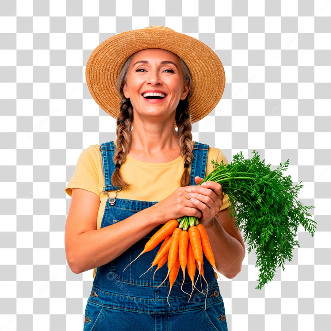 Mulher Segurando Cenouras PNG Transparente