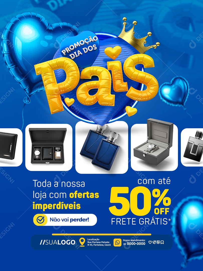 Loja Presentes Promoção Dia dos Pais Relógios Perfumes Ofertas Imperdíveis Social Media PSD Editável