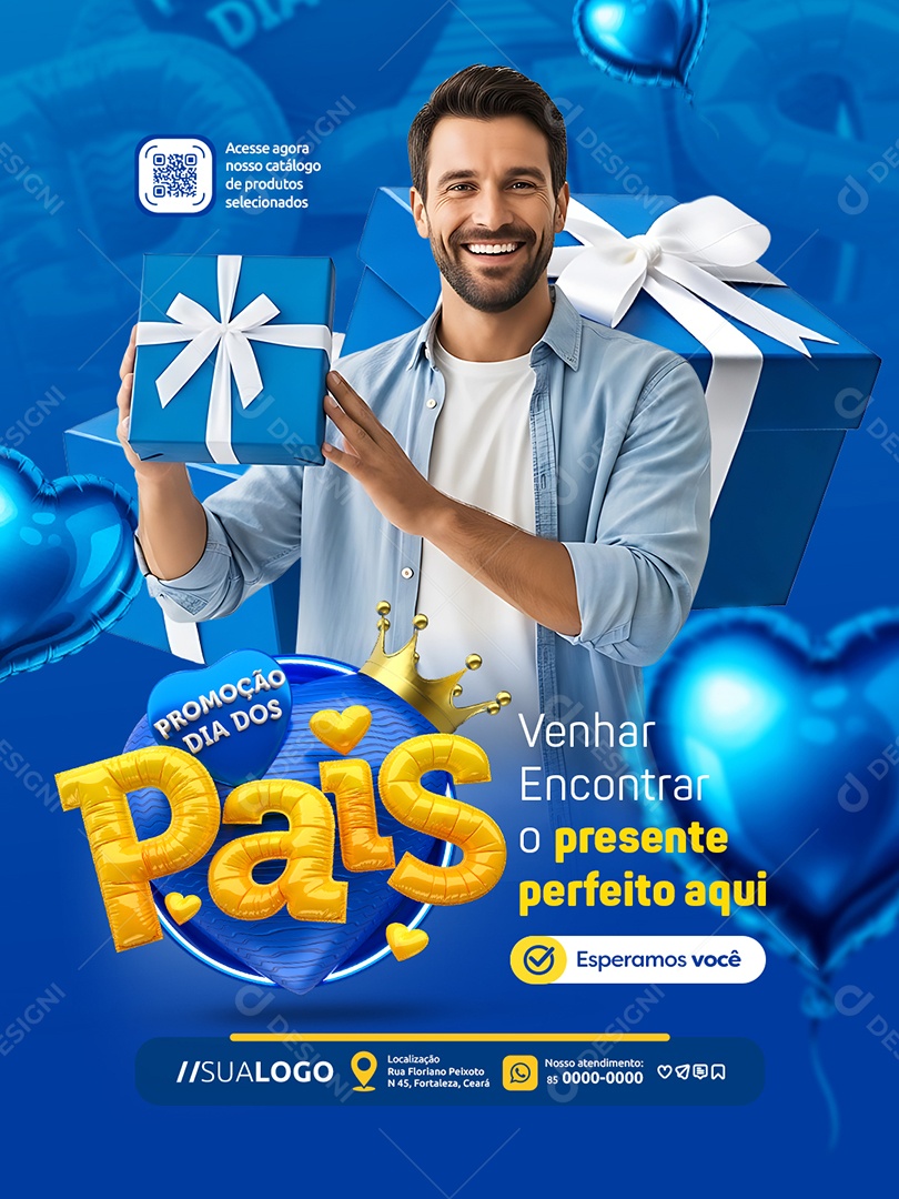 Loja Presentes Promoção Dia dos Pais Venha Encontrar o Presente Perfeito Social Media PSD Editável