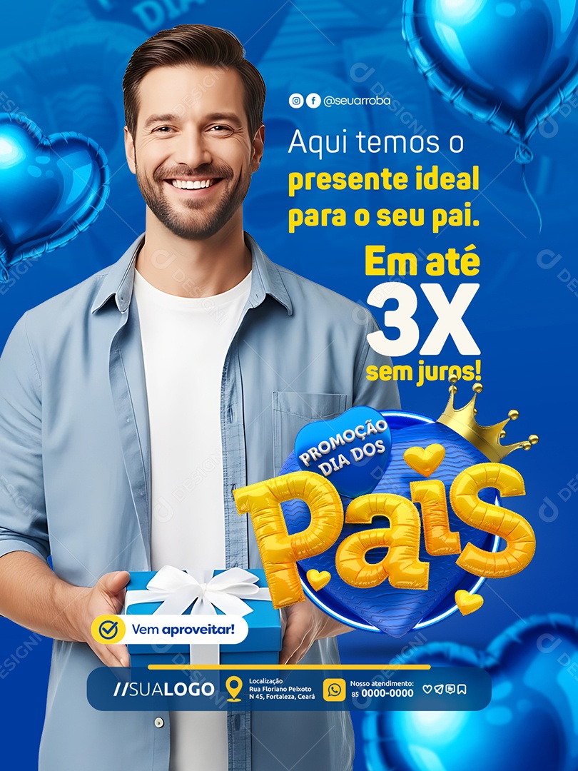 Loja Presentes Promoção Dia dos Pais Vem Aproveitar Social Media PSD Editável