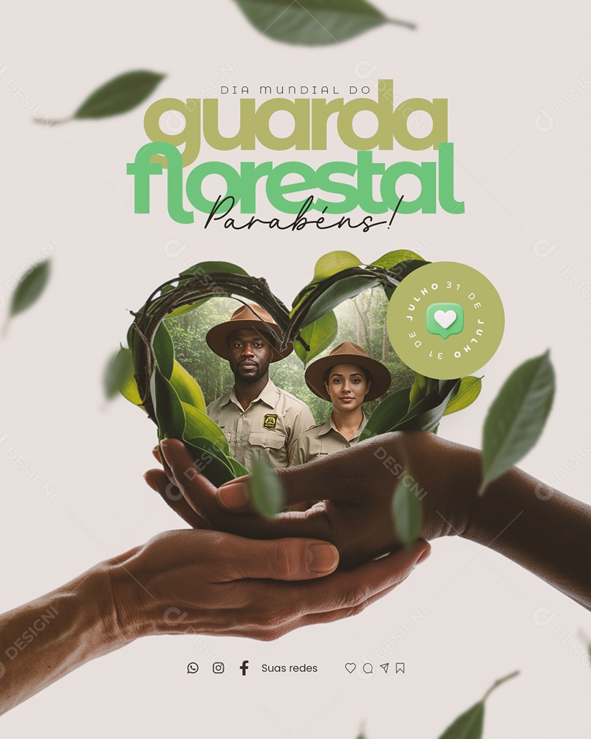 Dia Mundial do Guarda Florestal 31 de Julho Parabéns Social Media PSD Editável