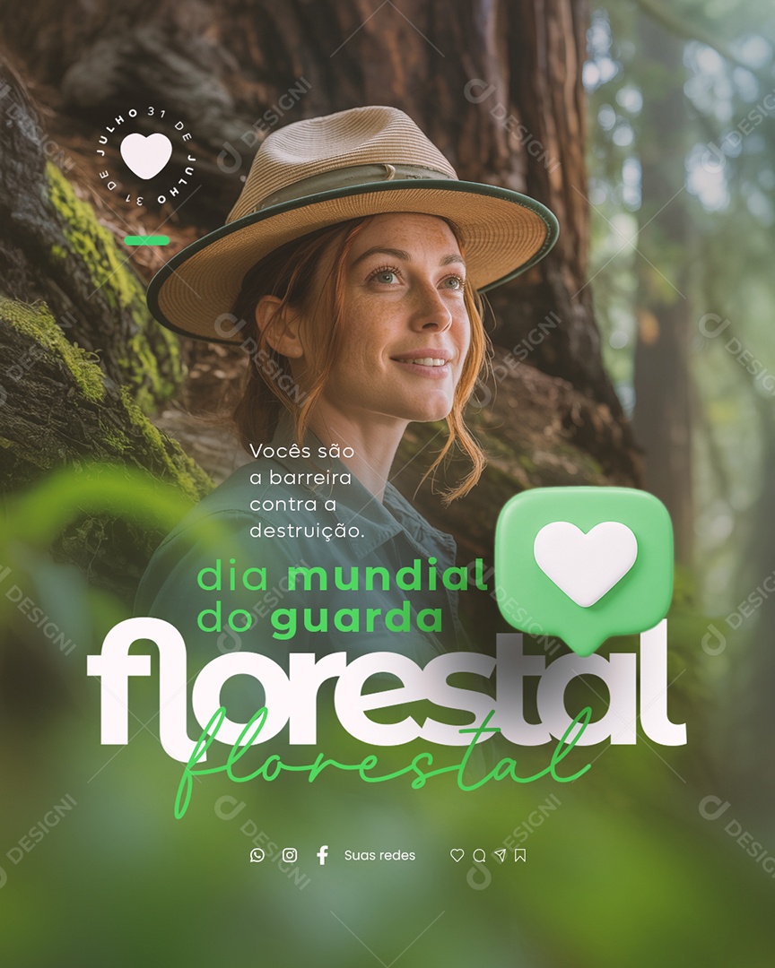Dia Mundial do Guarda Florestal 31 de Julho Social Media PSD Editável