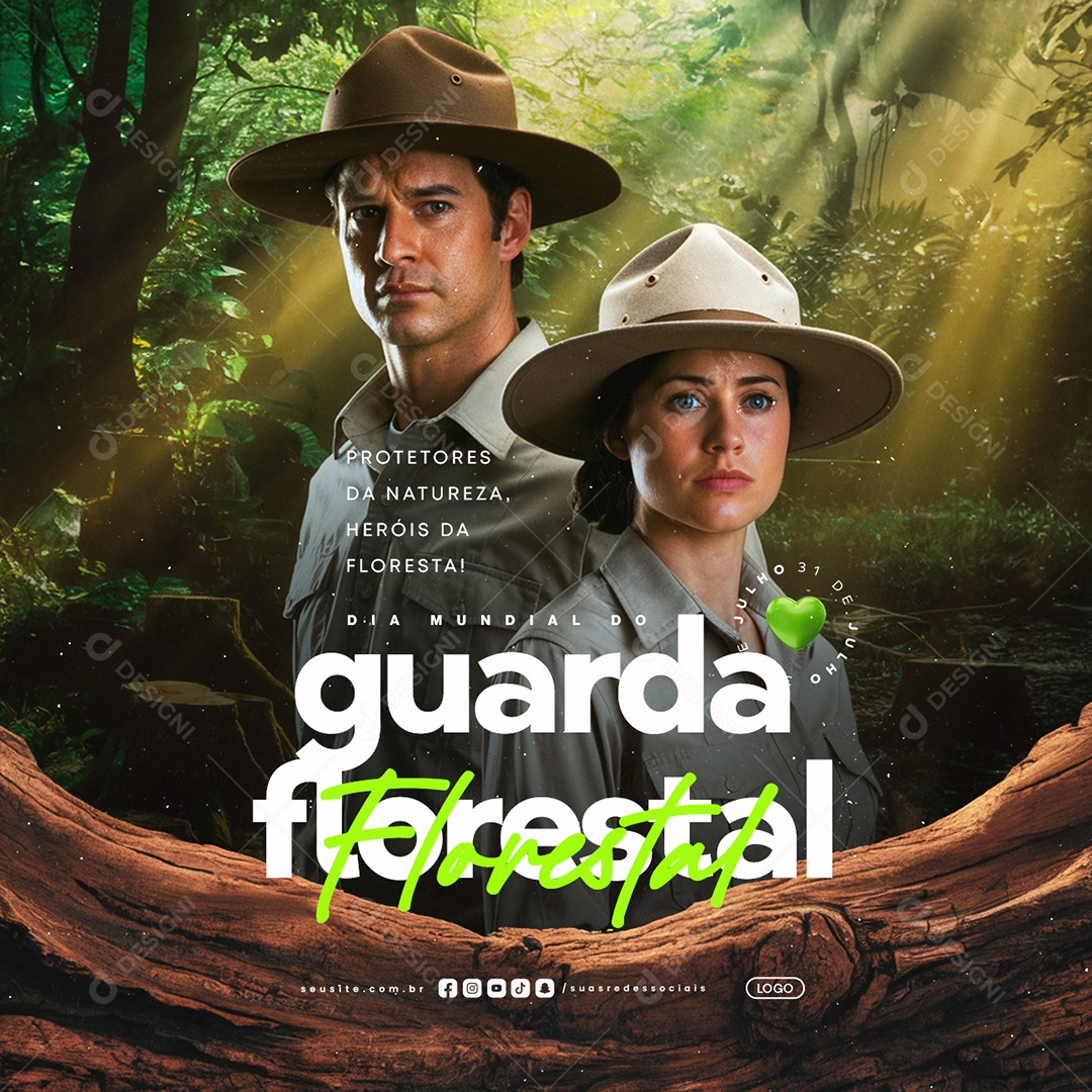 Dia Mundial do Guarda Florestal 31 de Julho Protetores da Natureza Social Media PSD Editável