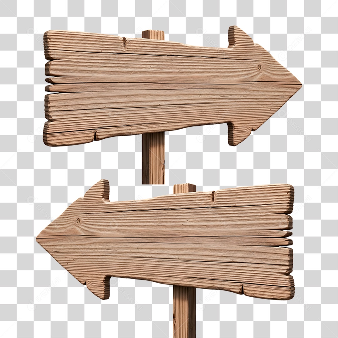 Setas de Madeira PNG Transparente