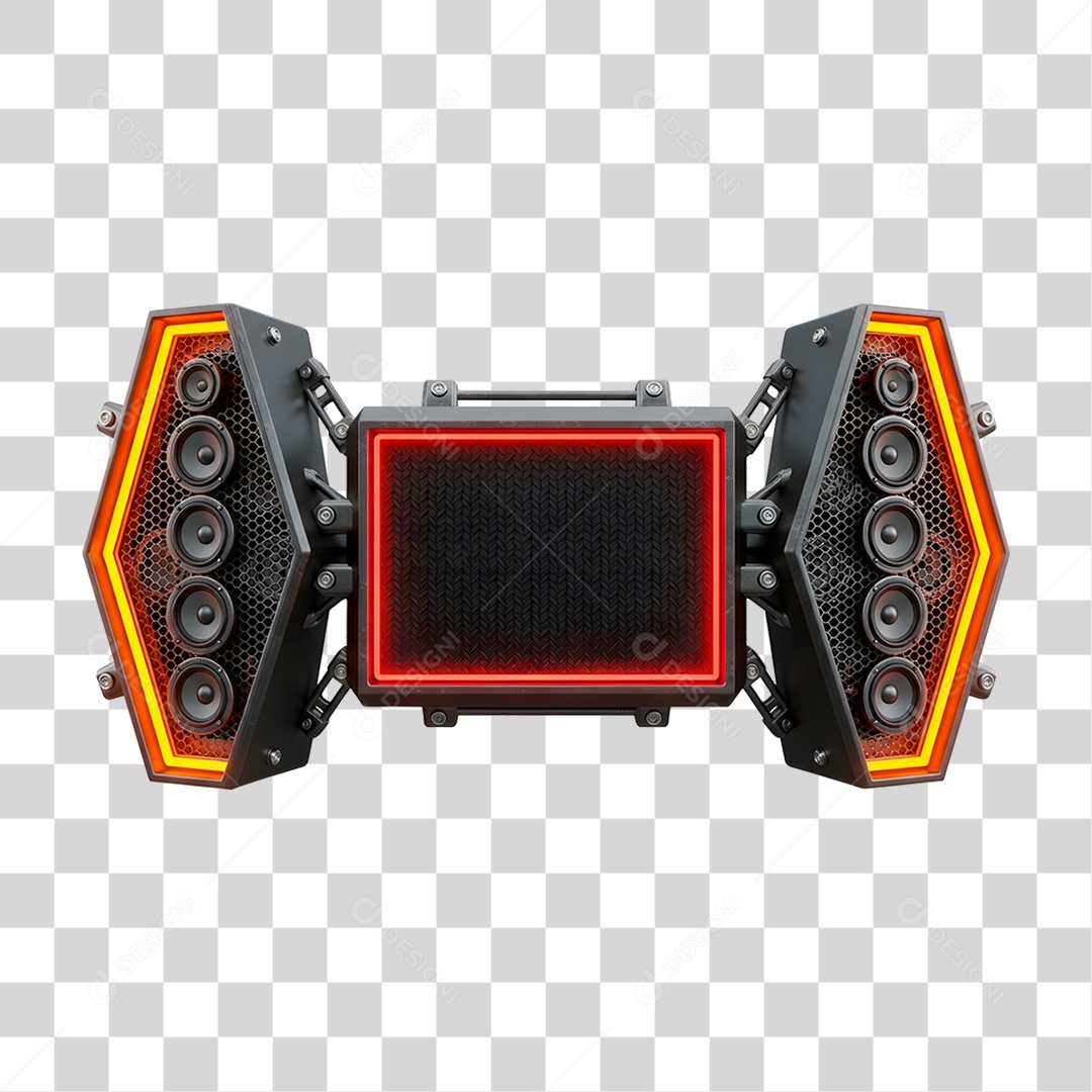 Estrutura Metálica de Som com Neon PNG Transparente