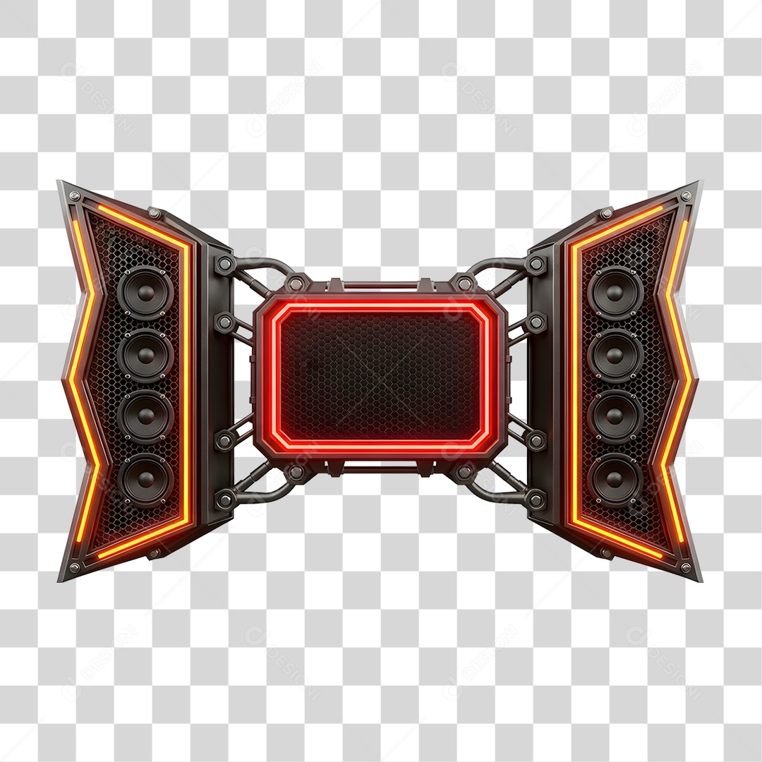 Estrutura Metálica de Som com Neon PNG Transparente