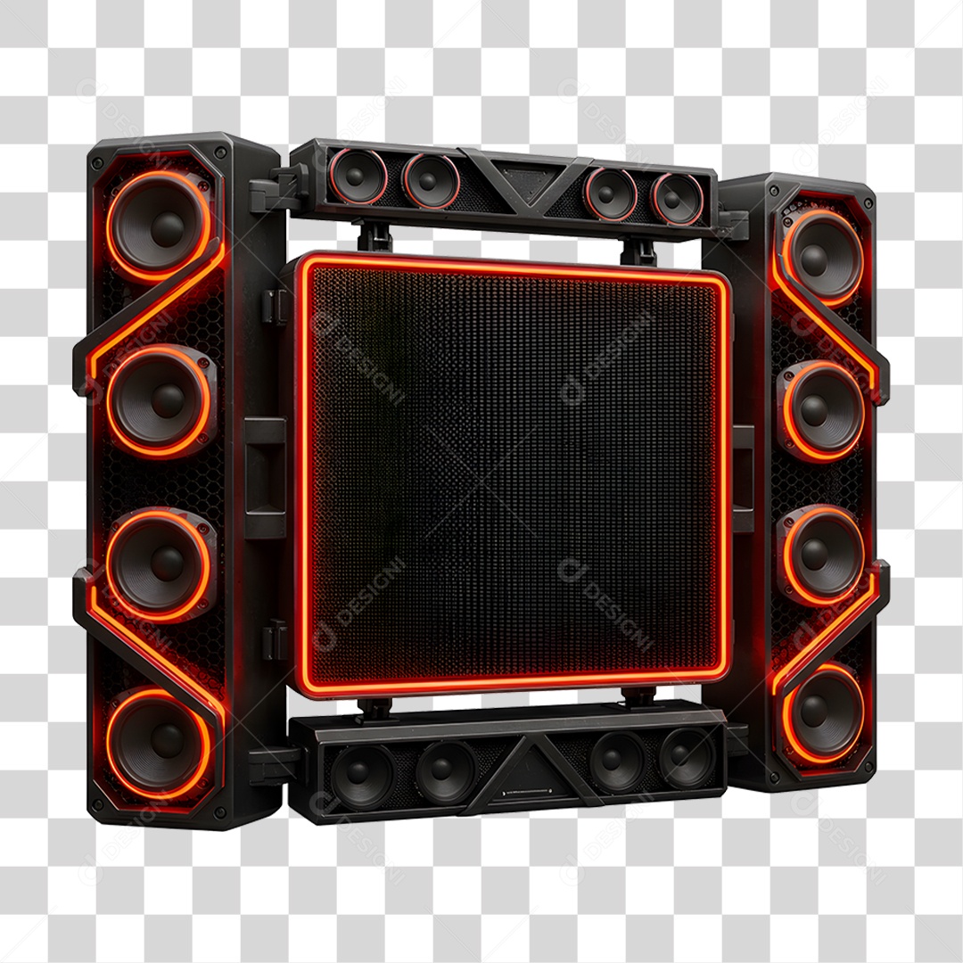 Estrutura Metálica de Som com Neon PNG Transparente