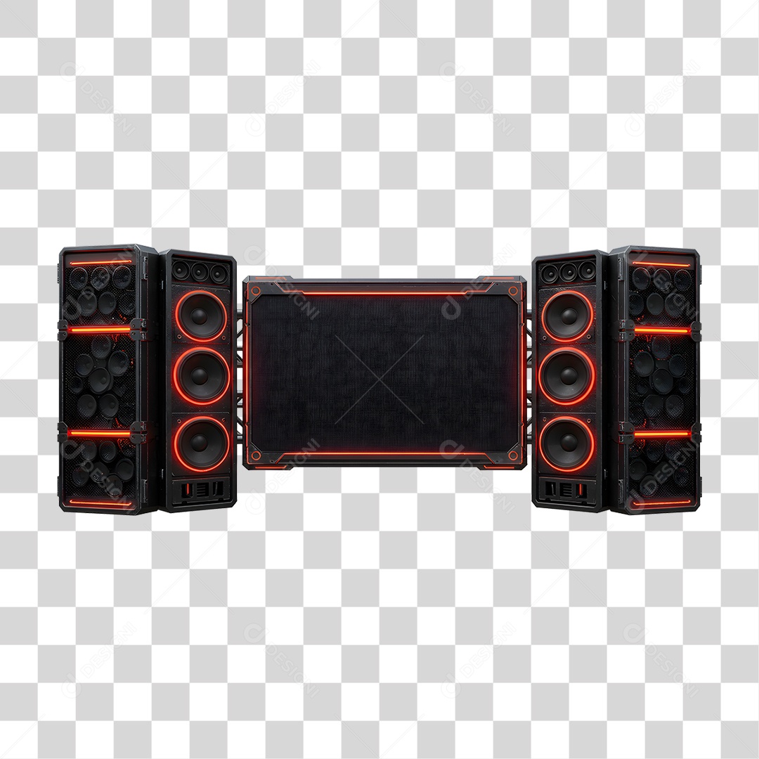 Estrutura Metálica de Som com Neon PNG Transparente