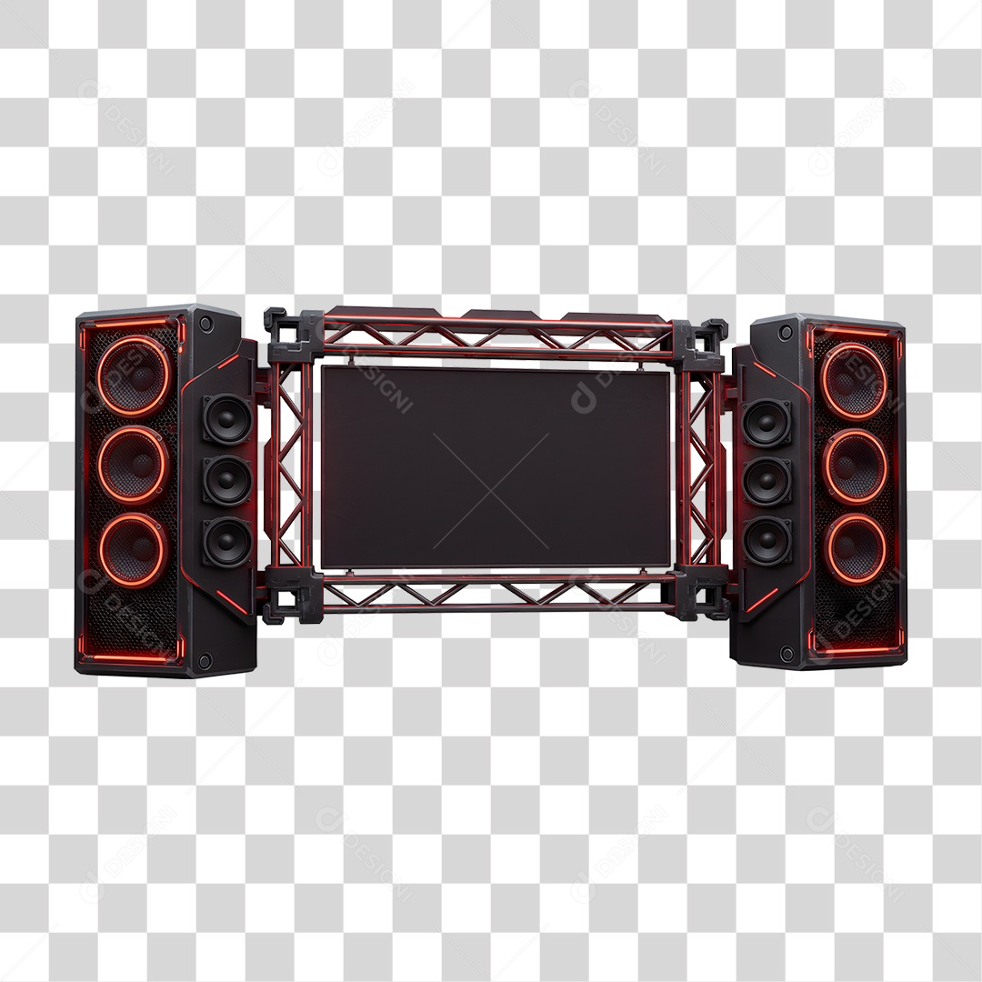 Estrutura Metálica de Som com Neon PNG Transparente