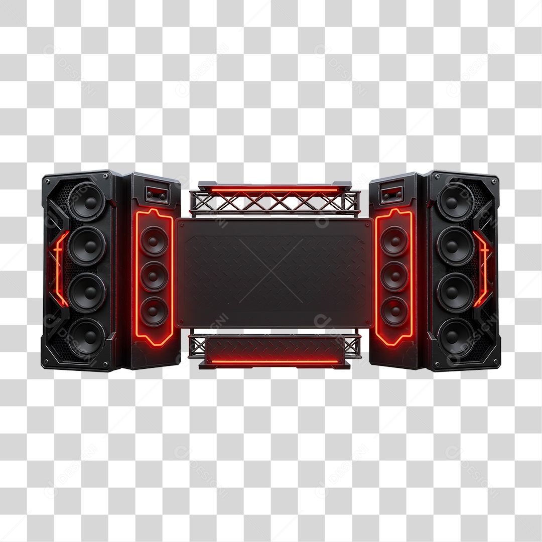 Estrutura Metálica de Som com Neon PNG Transparente