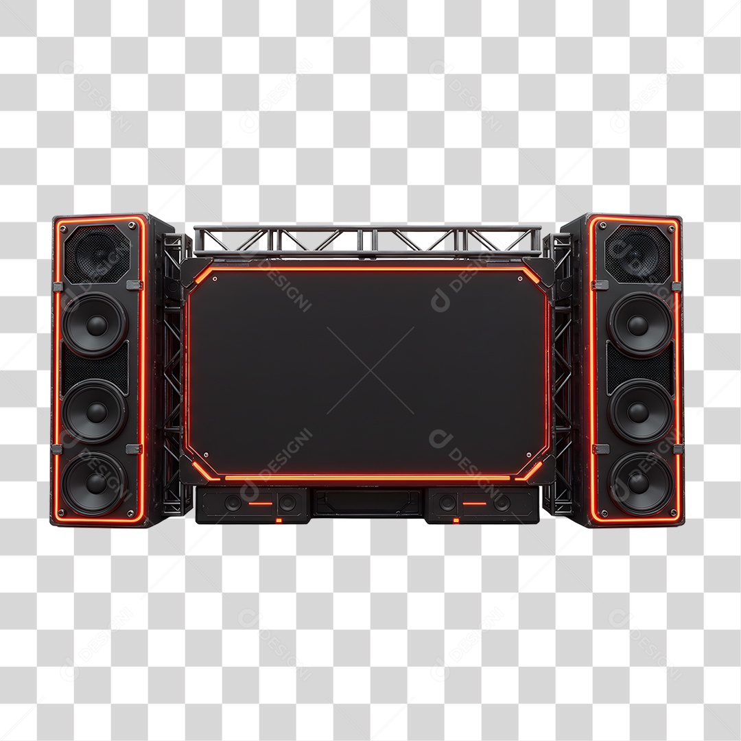 Estrutura de Som Metálica com Neon PNG Transparente