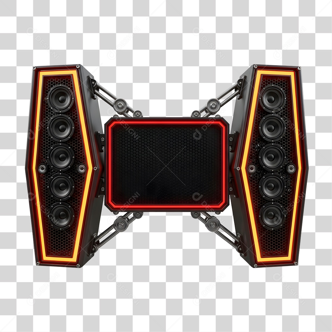 Estrutura de Som Metálica com Neon PNG Transparente