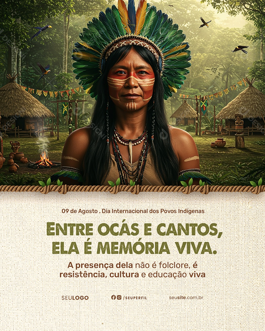 Dia dos Povos Indígenas 19 de Abril Social Media PSD Editável