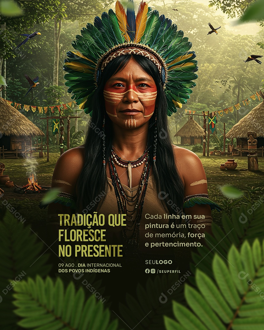 Dia dos Povos Indígenas 19 de Abril Social Media PSD Editável