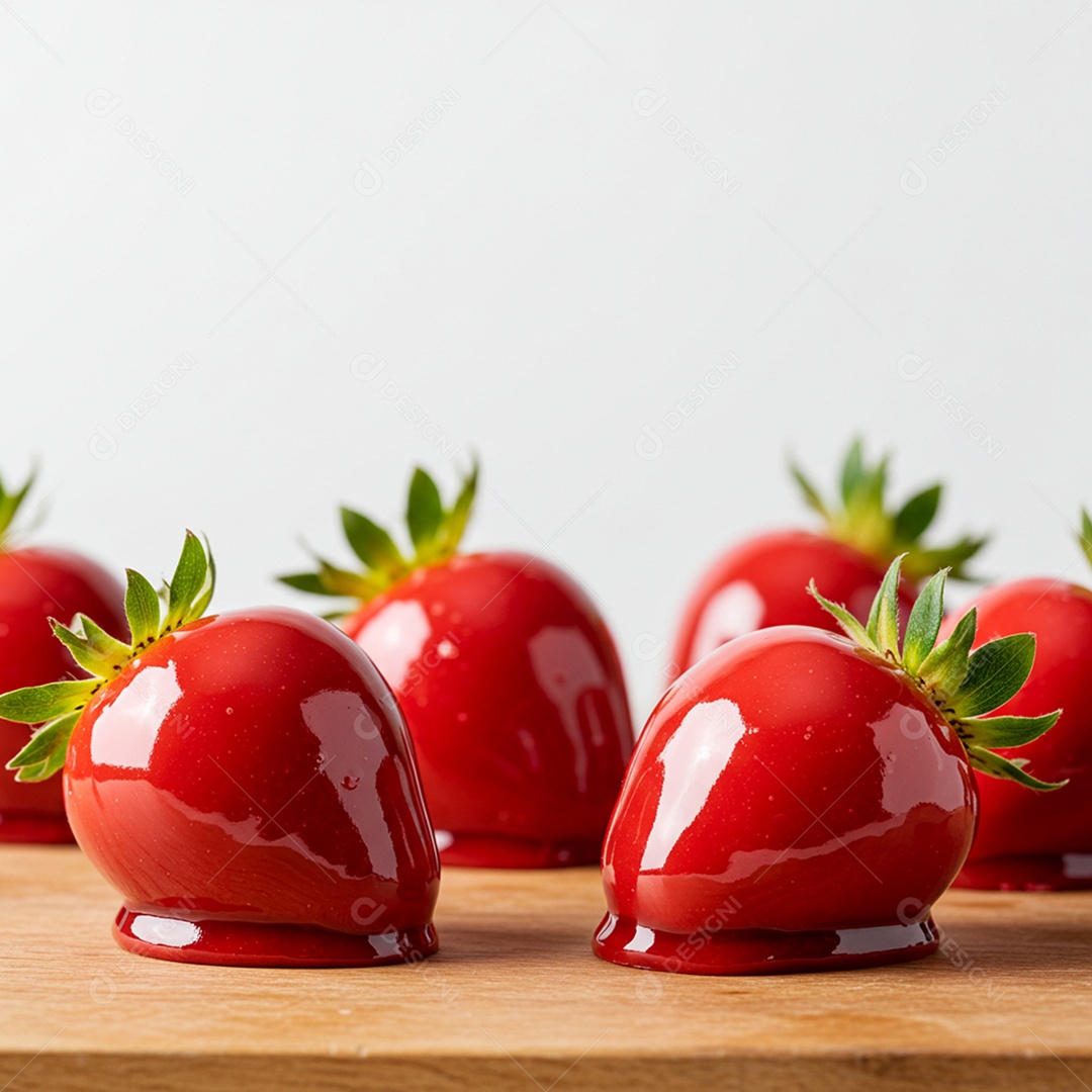 Deliciosos morangos do amor em uma tábua sobre um fundo desfocado