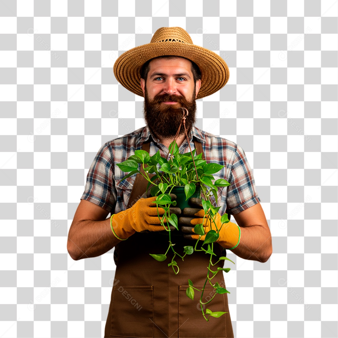 Jardineiro Segurando Planta PNG Transparente