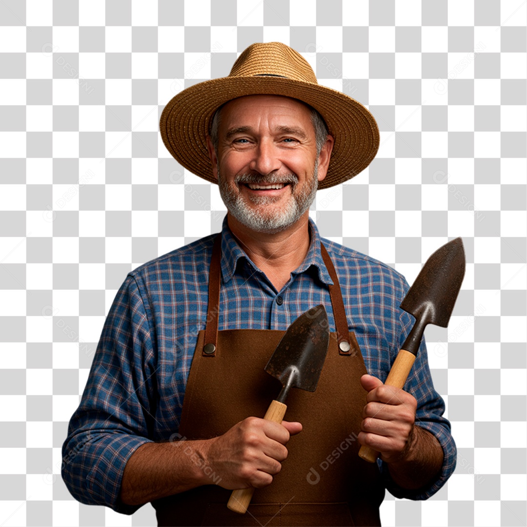Jardineiro Segurando Pá PNG Transparente