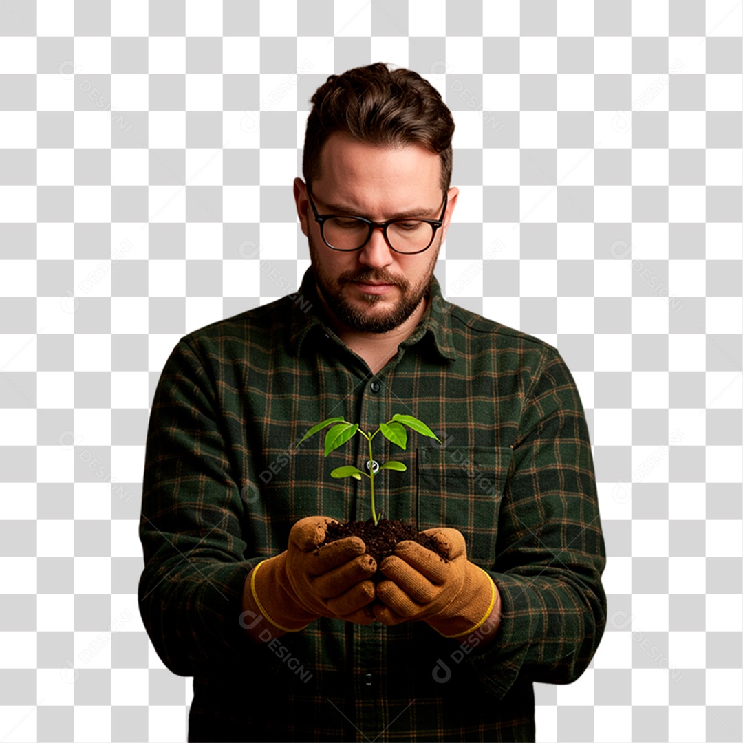 Jardineiro Segurando Planta PNG Transparente