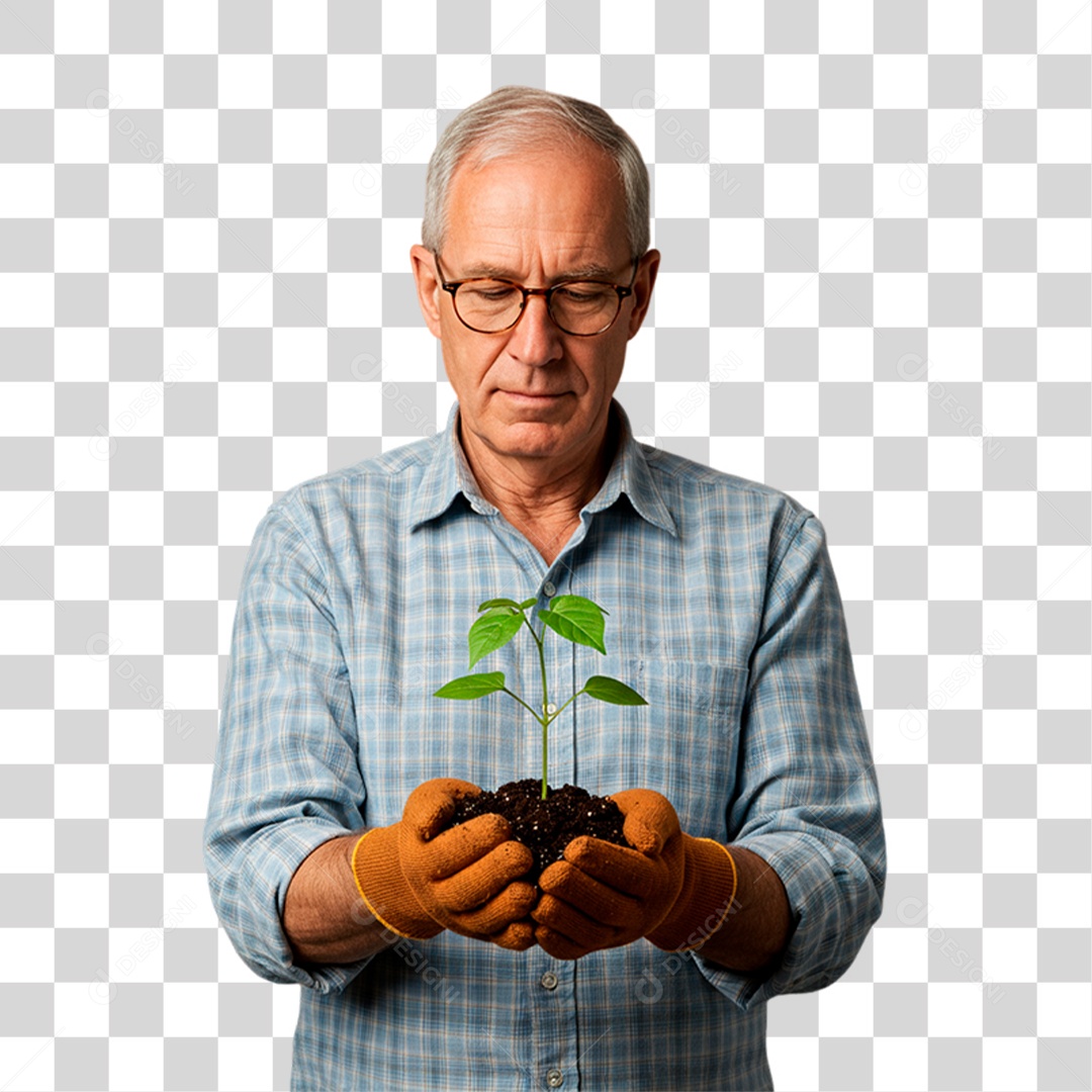 Jardineiro Segurando Planta PNG Transparente