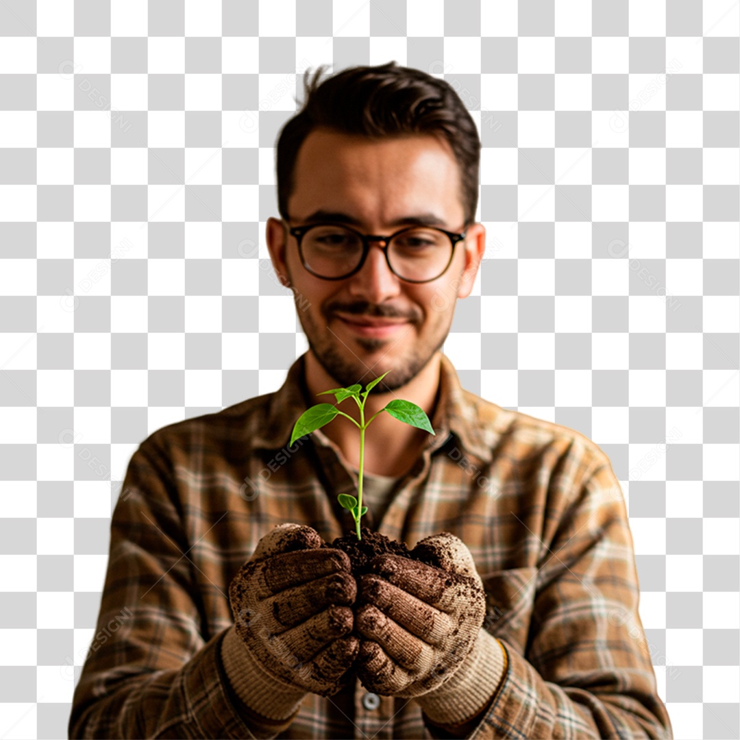 Jardineiro Segurando Planta PNG Transparente