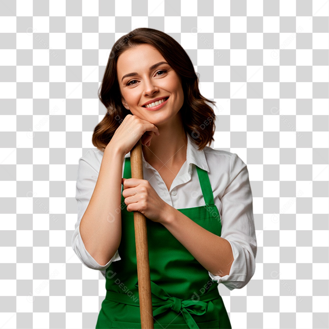 Jardineira Segurando Ferramenta PNG Transparente