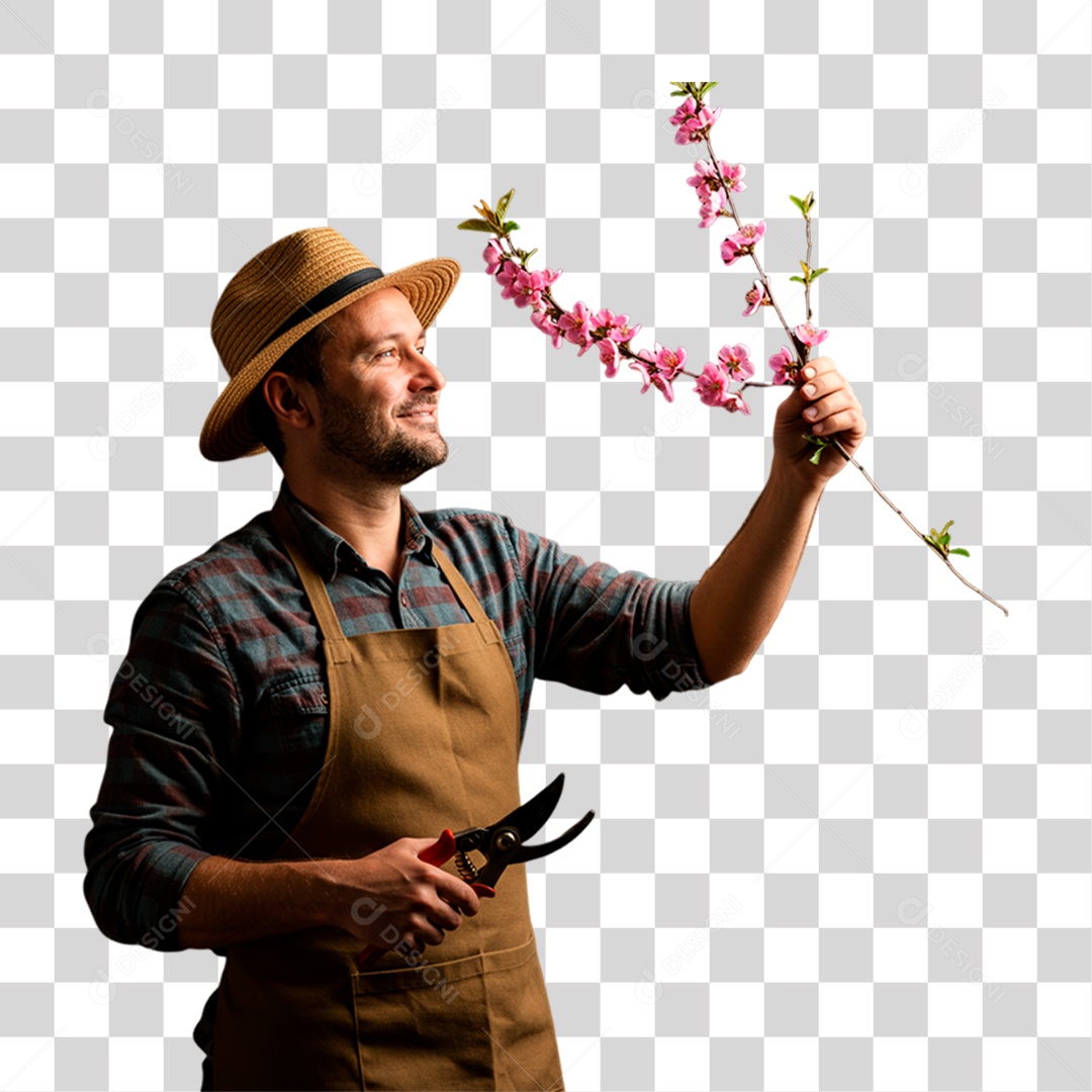 Jardineiro Segurando Planta PNG Transparente